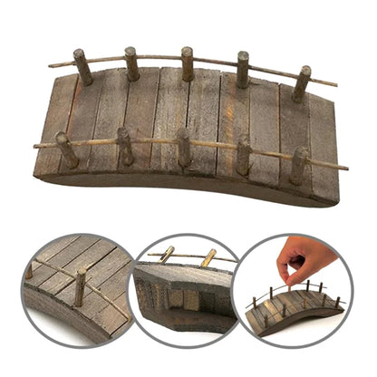 1:12 Miniatures Fairy Garden Wooden Arch Bridge with Railings