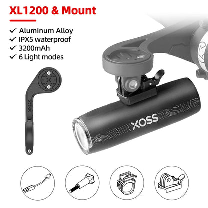 EXPROTAS XL1200 Bike Light Headlight USB Rechargeable Waterproof Front Lamp