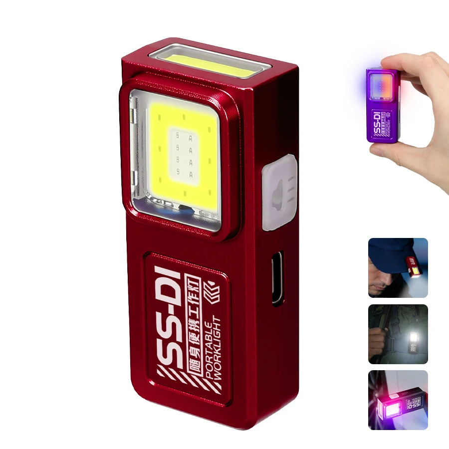 USB Rechargeable LED Work Light Mini Torch Magnetic Flashlight Camping