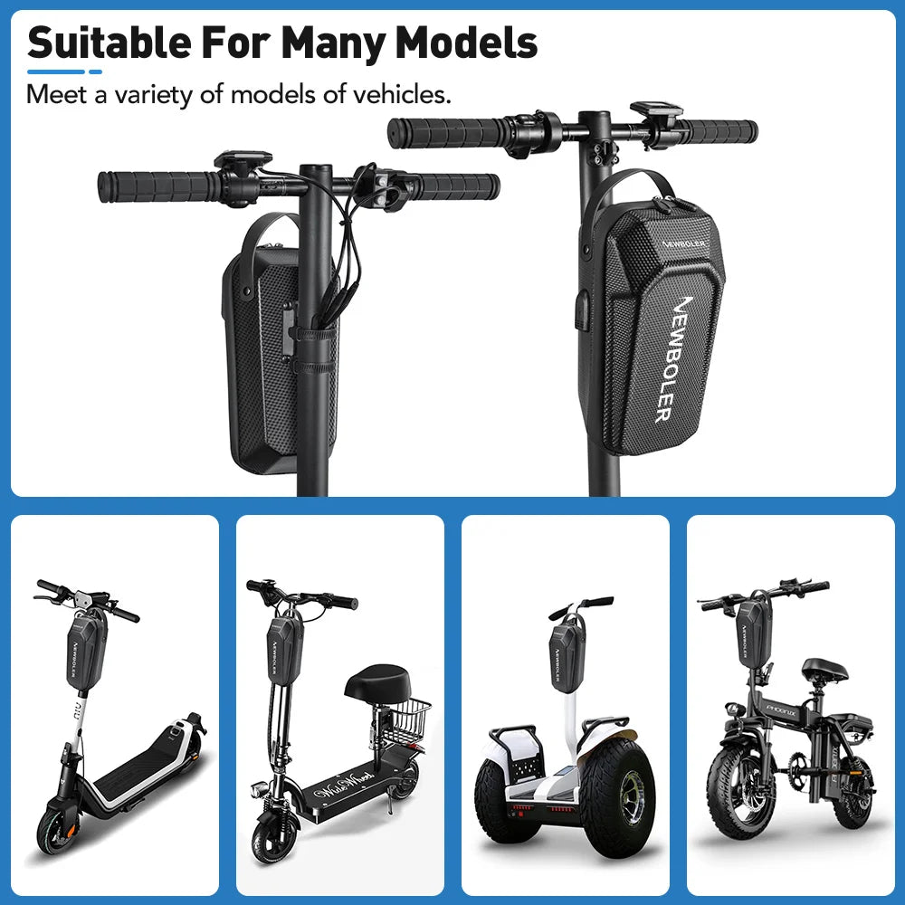 NEWBOLER Electric Scooter Front Handlebar Bag Waterproof EVA USB Port 3L/5L - EXPROTAS