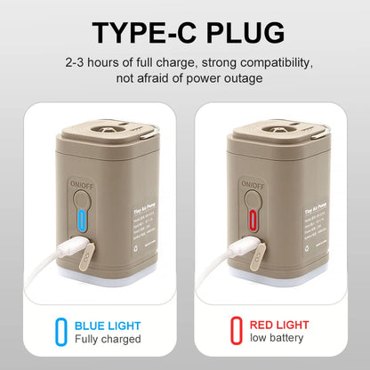 Mini Electric Air Pump Rechargeable Inflator for Camping Equipment with Light