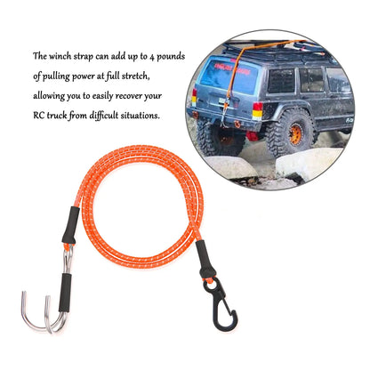 1/10 Kinetic Winch Strap RC Crawler Hook Rescue Trailer Elastic Rope