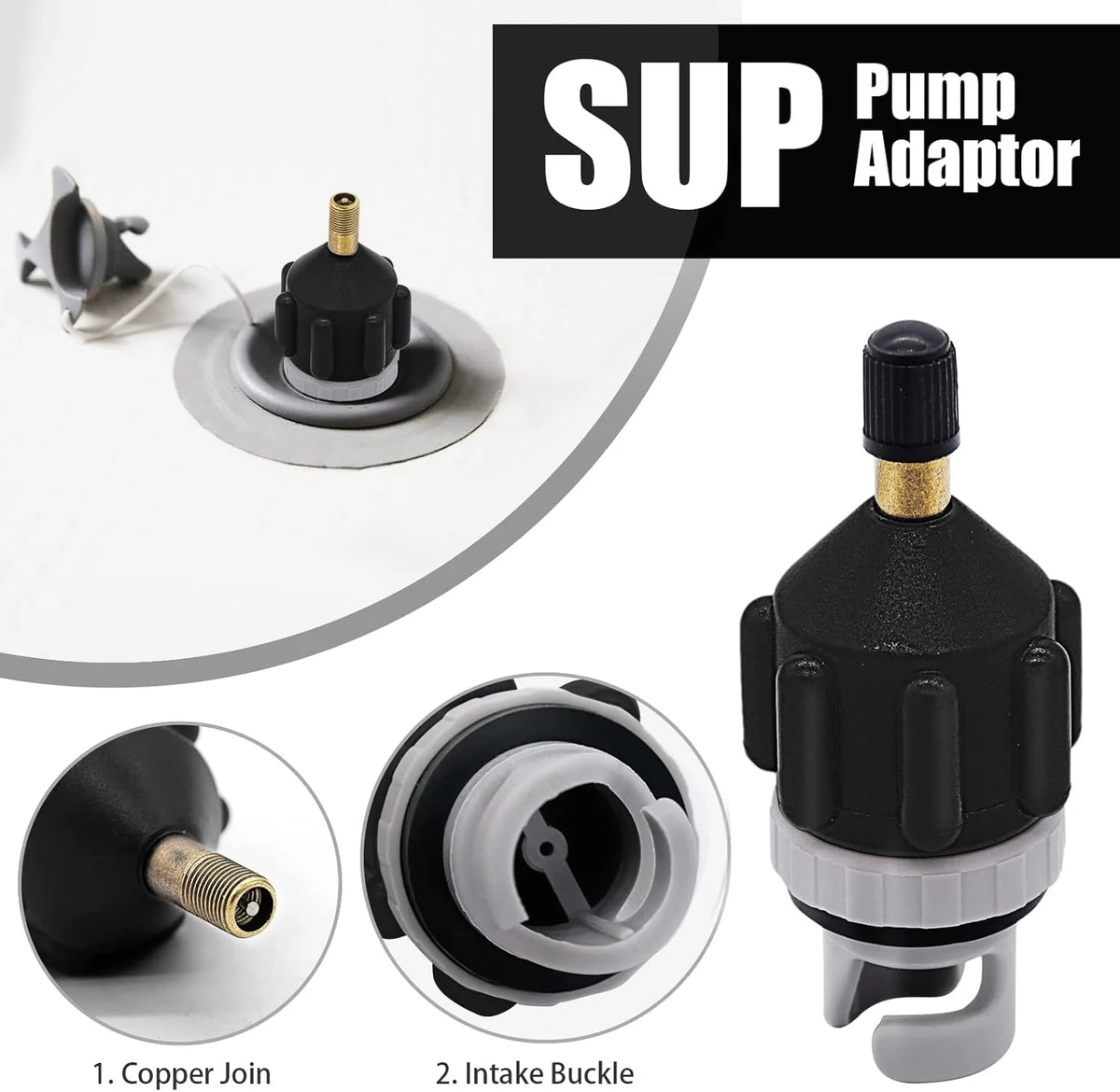 Air Pump Adapter Inflatable Valve for Paddle Board Kayak Boat Compressor
