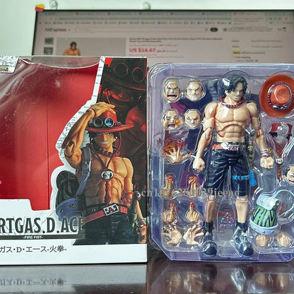 SHF One Piece Portgas D Ace Fire Fist Luffy PVC Movable Action Figure Toy