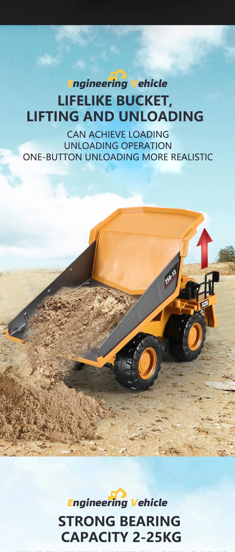 RC Excavator Dumper Car 2.4G Remote Control Engineering Vehicle Crawler Truck Bulldozer Toys for Boys Kids Christmas Gifts-EXPROTAS