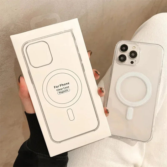 Clear MagSafe Magnetic Phone Case for iPhone 11-16 Pro Max Wireless Charging