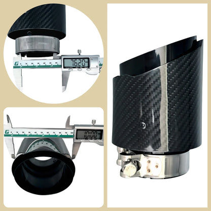 Carbon Throat Muffler Tip | Bright Black Twill Stainless Steel Exhaust Tip