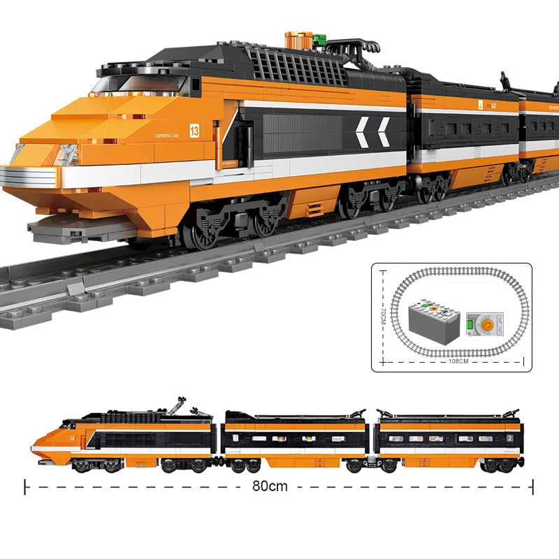 Technical City Power Train High-tech Railway Track Building Blocks Subway Vehicle Assemble Bricks Toys Gifts For Childrens Adult-EXPROTAS