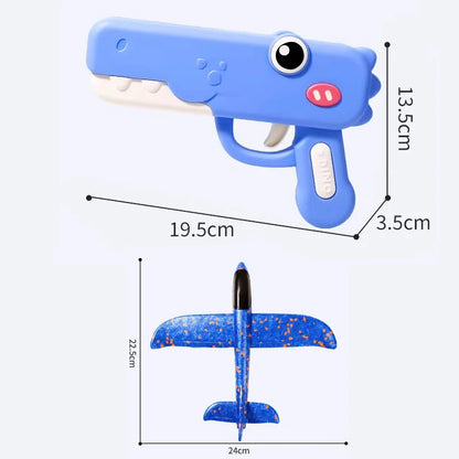 Dinosaur Foam Airplane Launcher Toy Glider Planes for Kids Outdoor Fun