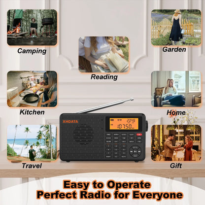 Xhdata Portable Radio Bluetooth AM/FM Digital Receiver TF Card Support