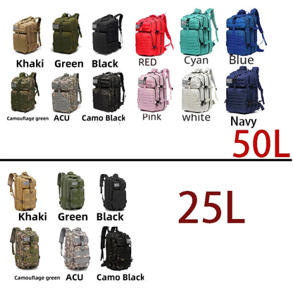 25L/50L Fishing Hunting Bag Waterproof Nylon Backpack Outdoor Rucksack