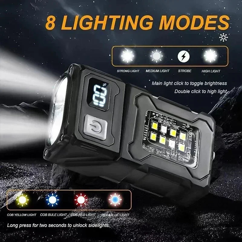 2/1Pcs Mini LED Flashlight Rechargeable USB Torch Bright Magnetic for Camping