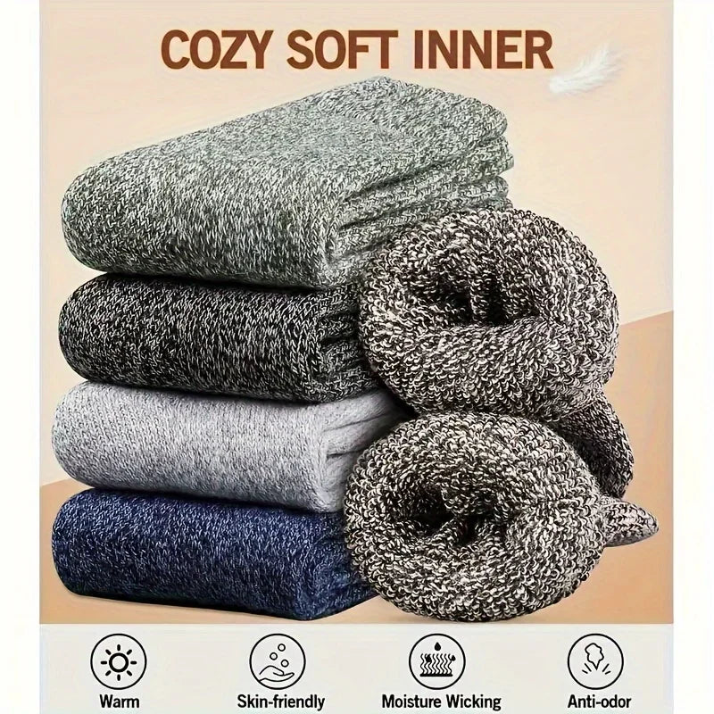 3/5 Pairs Thick Towel Mid-Calf Warm Socks for Winter Snow Boots