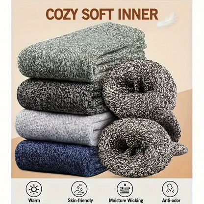 3/5 Pairs Thick Towel Mid-Calf Warm Socks for Winter Snow Boots