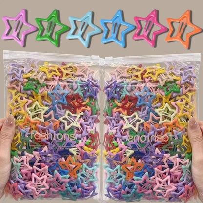 20Pcs Y2K Silver Star Hair Clips Snap Barrettes for Girls Accessories