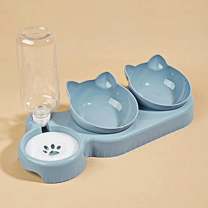 Neck Protection Cat Water Feeder Bowl Automatic Pet Dishes Set