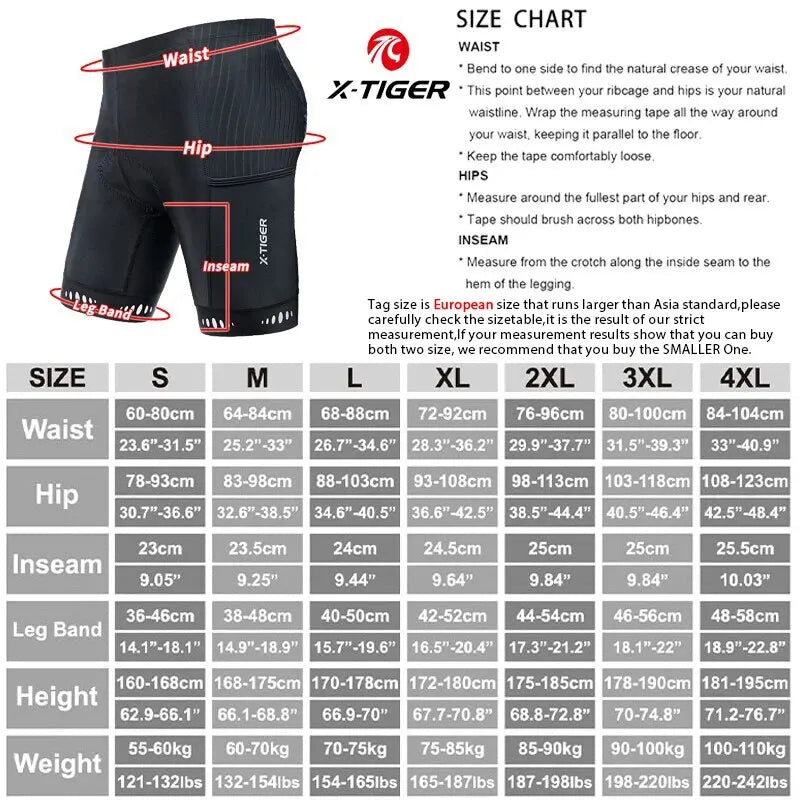 X-TIGER Men Cycling Shorts with Back Pocket 5D Gel Padded Bike Shorts for Men Mountain Road Biking Riding Half Pants Tights-EXPROTAS