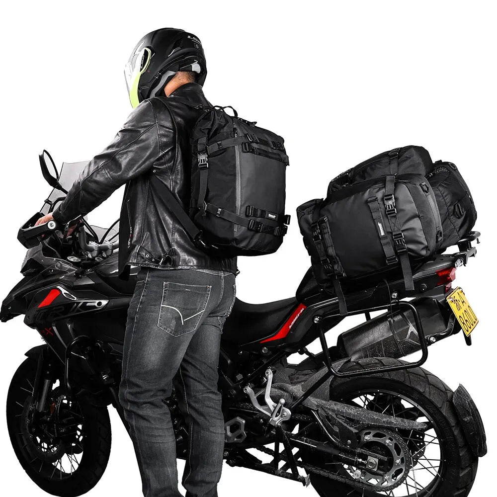 Rhinowalk Motorcycle Rear Seat Bag 10L Or 20L Or 30L Waterproof Saddle Side Bag Luggage Pack MultiFunction Shoulder Bag Backpack-EXPROTAS