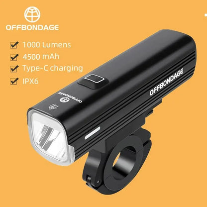 Offbondage Bicycle Light Front USB Rechargeable Waterproof Headlight Flashlight