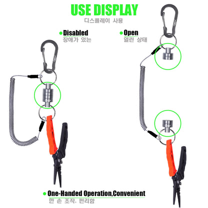 Magnetic Net Release Holder w/ Lanyard Fly Fishing Tool Carabiner Clip