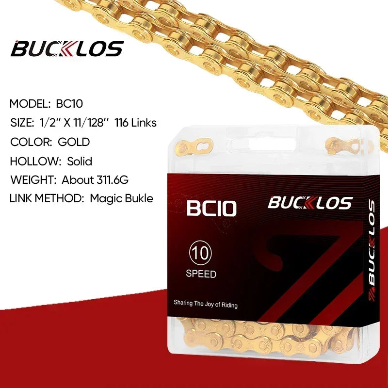 BUCKLOS 8-12 Speed Bike Chain MTB Road Bicycle Chain 116L Shimano SRAM