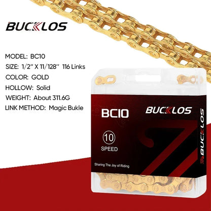 BUCKLOS 8-12 Speed Bike Chain MTB Road Bicycle Chain 116L Shimano SRAM
