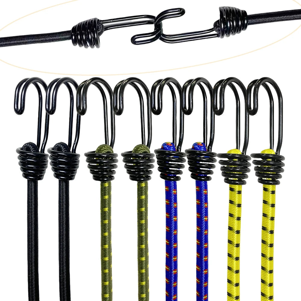 8Pcs 60cm Elastic Straps Bungee Cords with Hooks for Luggage Car Bike