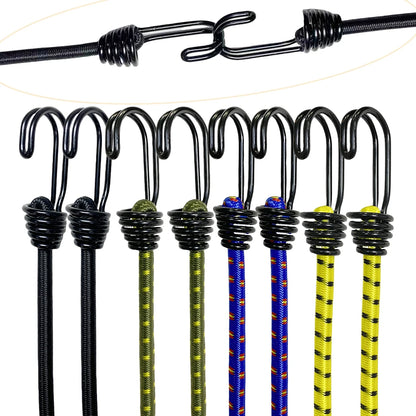 8Pcs 60cm Elastic Straps Bungee Cords with Hooks for Luggage Car Bike