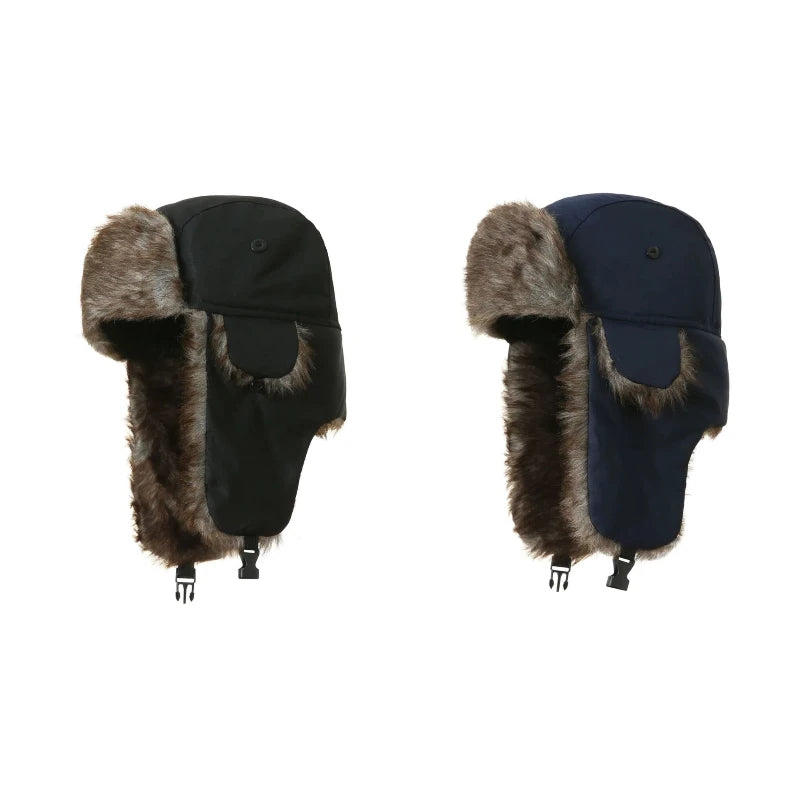 Winter Ushanka Trapper Hat Mens Russian Ear Flap Fur Cap