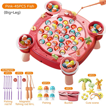 Kids Magnetic Fishing Play for Children Electric Fishing Toy Have Music Spinning Game Fish Rod Education Baby 3 Year Gifts-EXPROTAS