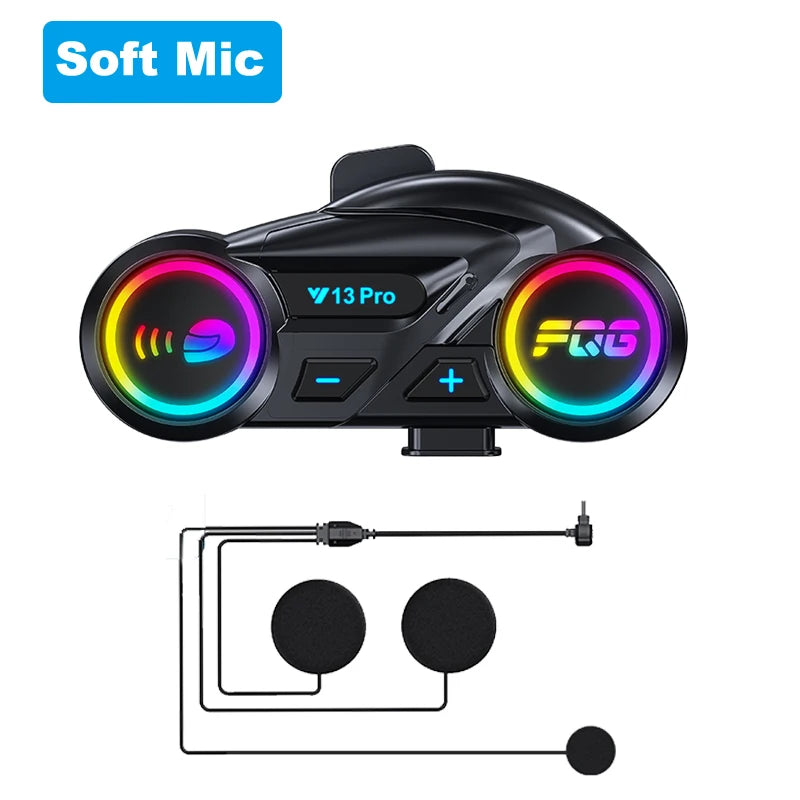 Intercom Y13 Pro Motorcycle Helmet Bluetooth  Headset 500m FM Radio Music Share
