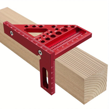 Woodworking Square Protractor w/ Dowel Pins, Aluminum Alloy Miter Triangular Ruler