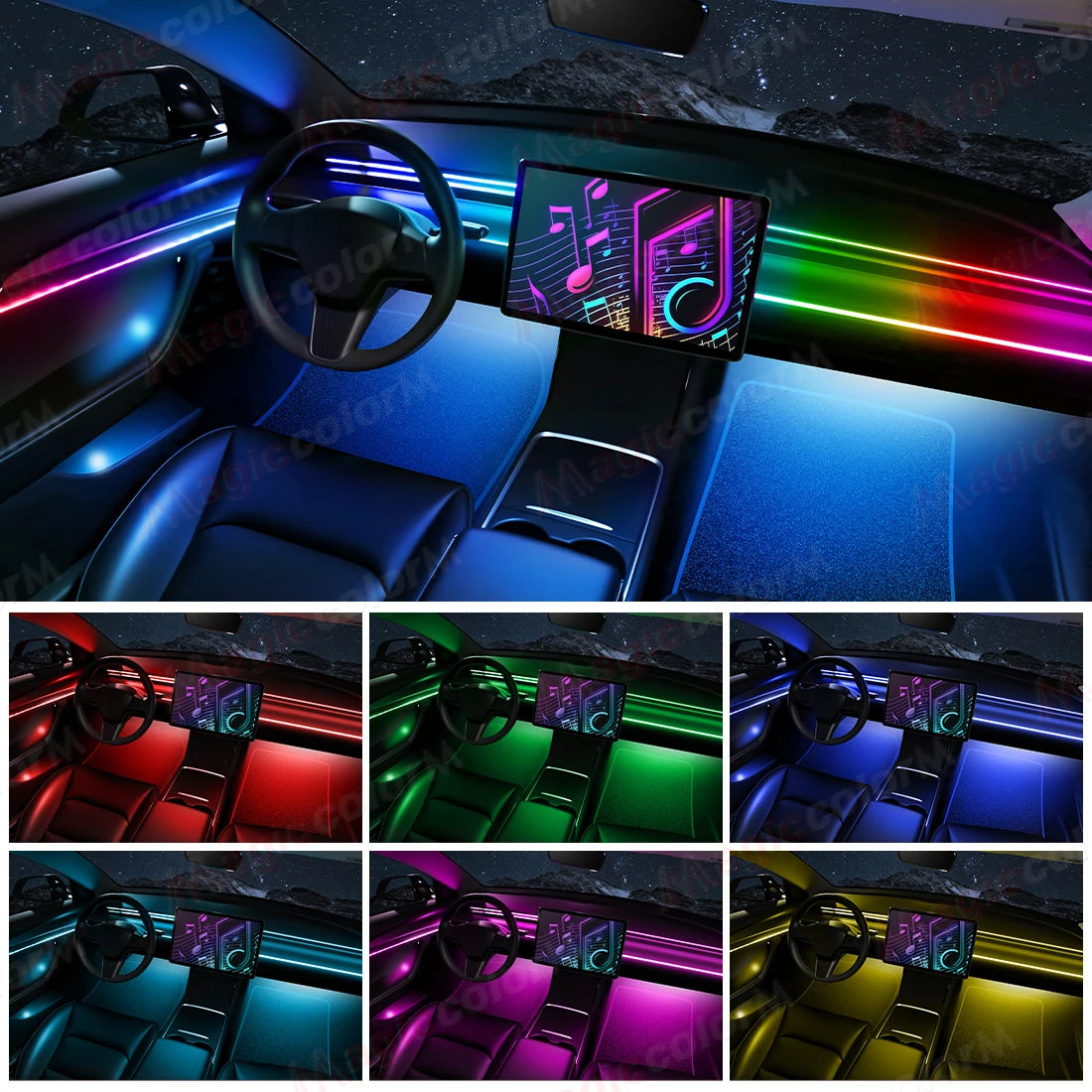 18 in 1 Car Ambient Light RGB LED Acrylic Strip Interior Symphony Bulbs