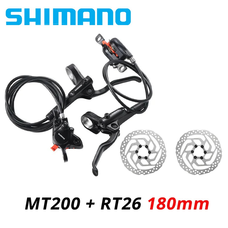 Shimano MT200 Hydraulic Disc Brake Set with Levers and 180mm Rotors