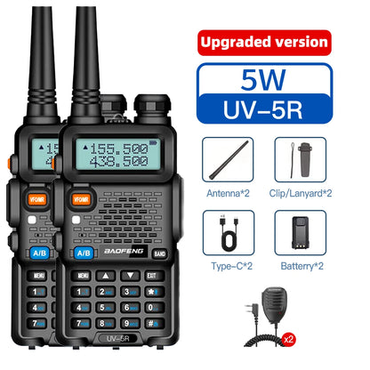 2PCS Baofeng Walkie Talkie UV-5R Dual Band Long Range 2200mAh Radio