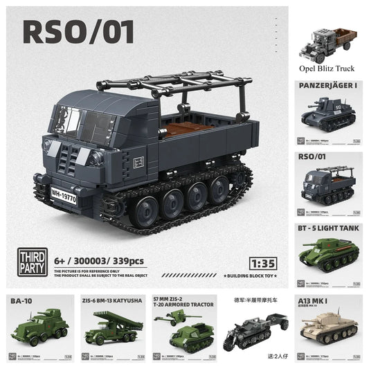 WW2 RSO/01 Military Tank 1:35 Building Blocks Model Brick Educational Toy Gift