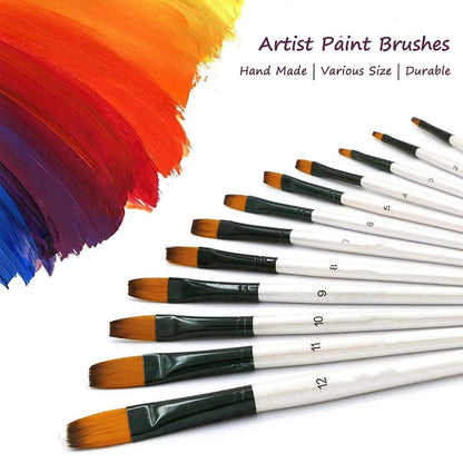 12/48 Pcs Art Paint Brushes Set Nylon Hair for Oil Acrylic Watercolor Painting