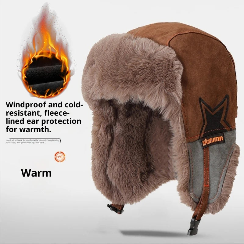 1pc Winter Warm Trapper Hat Russian Ski Cap for Men Aviator Ear Flap