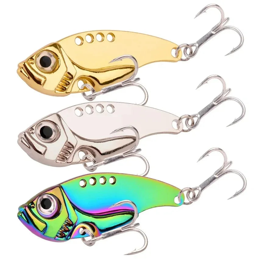 3Pcs 3D Metal Cicada Vib Fishing Lures 3g 7g 10g 15g 20g Vibrations Spoon Lure Hard Bait Bass Isca Crankbait Wobbler Spinner