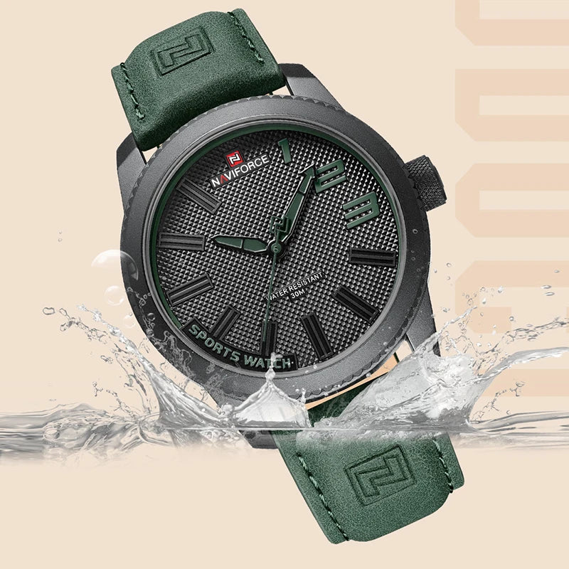 NAVIFORCE Popular Male Wristwatch Military Sports Shockproof Waterproof Leather Watch Men Fashion Casual Clock Relogio Masculino-EXPROTAS