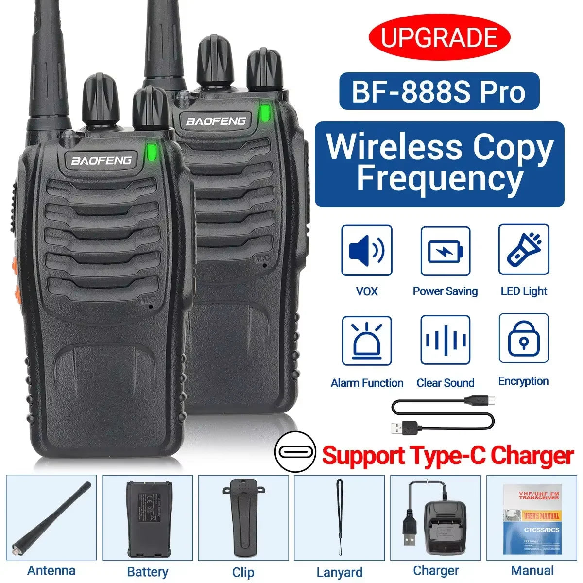 2x Walkie Talkie Baofeng BF-88E Long Range 400-470MHz Two Way Radio