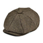 Baker Boy Cap Wool Blend Herringbone Newsboy Hat for Men Women