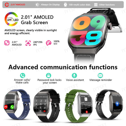 Heart Rate Monitor Smart Watch Bluetooth Call 2.01" for Men Women
