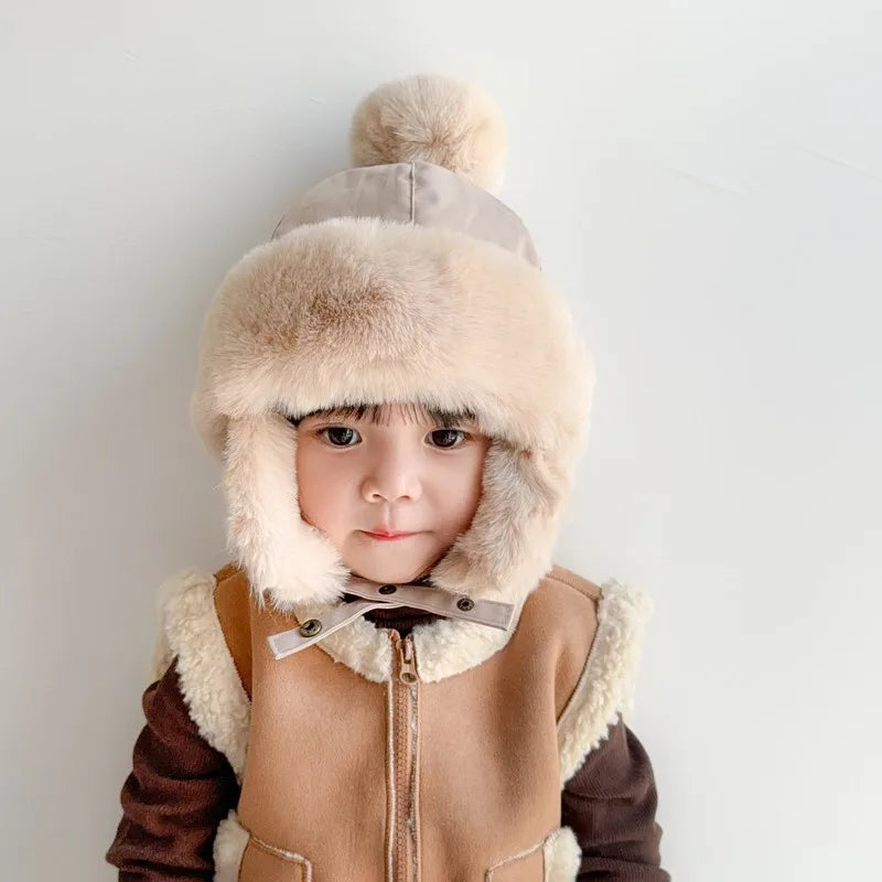 Baby Ear Protection Hat Winter Warm Wool Cute Thickened Bear Cap