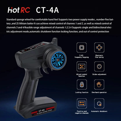Hotrc CT-6A/CT-4A 6CH/4CH 2.4GHz Radio Transmitter with F-06A/F-04A Receiver for RC Car Boat Tank