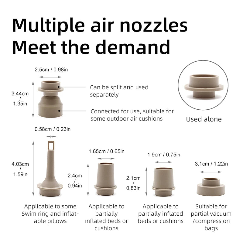 Mini Electric Air Pump Rechargeable Inflator for Camping Equipment with Light