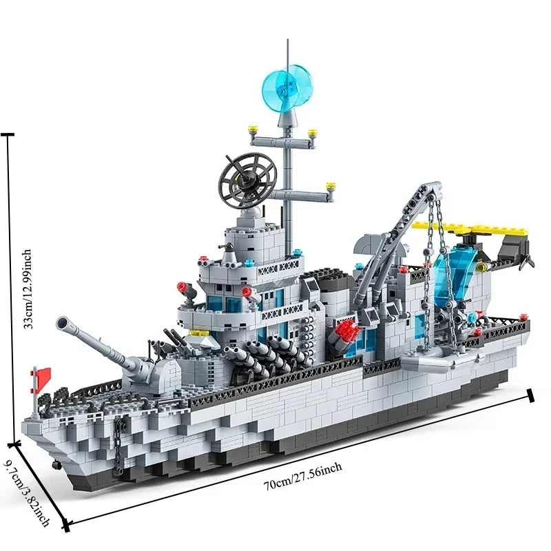1560pcs Navy Warship Building Blocks 6-in-1 Military Ship Model Toy Set