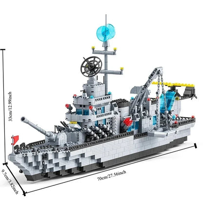 1560pcs Navy Warship Building Blocks 6-in-1 Military Ship Model Toy Set