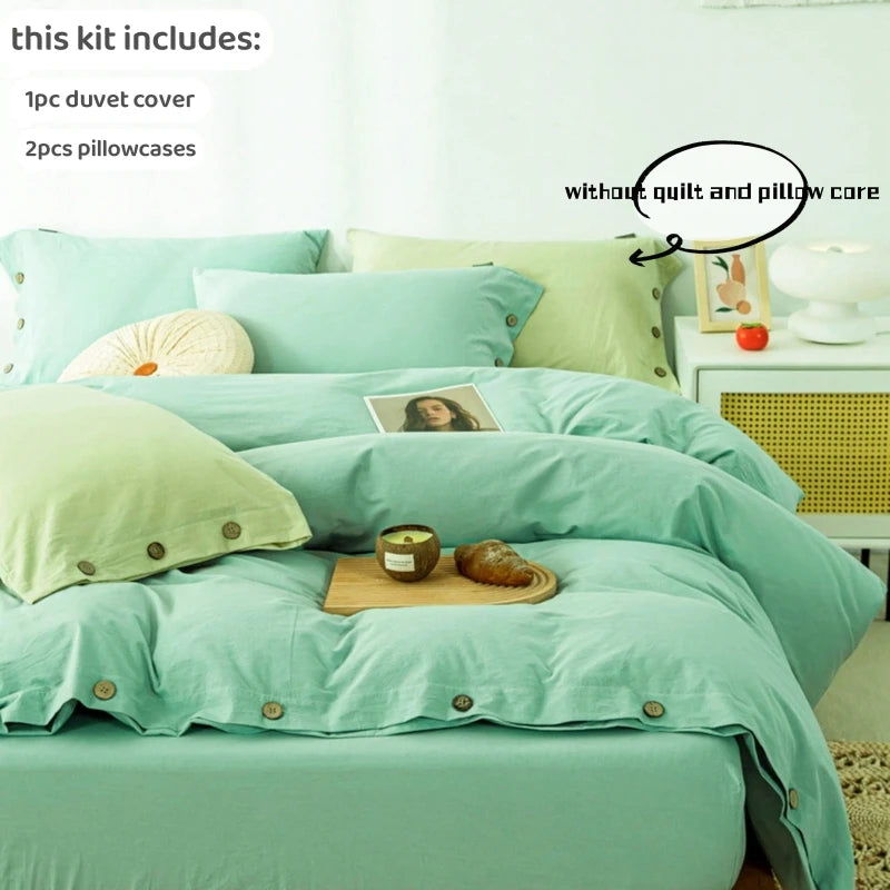 3pcs Double Duvet Cover King Size 100% Cotton Bedding Quilt Covers 220x240
