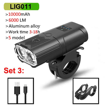 NEWBOLER Bicycle Front Headlight 6000 Lumen 10000mAh USB Rechargeable MTB Road - EXPROTAS
